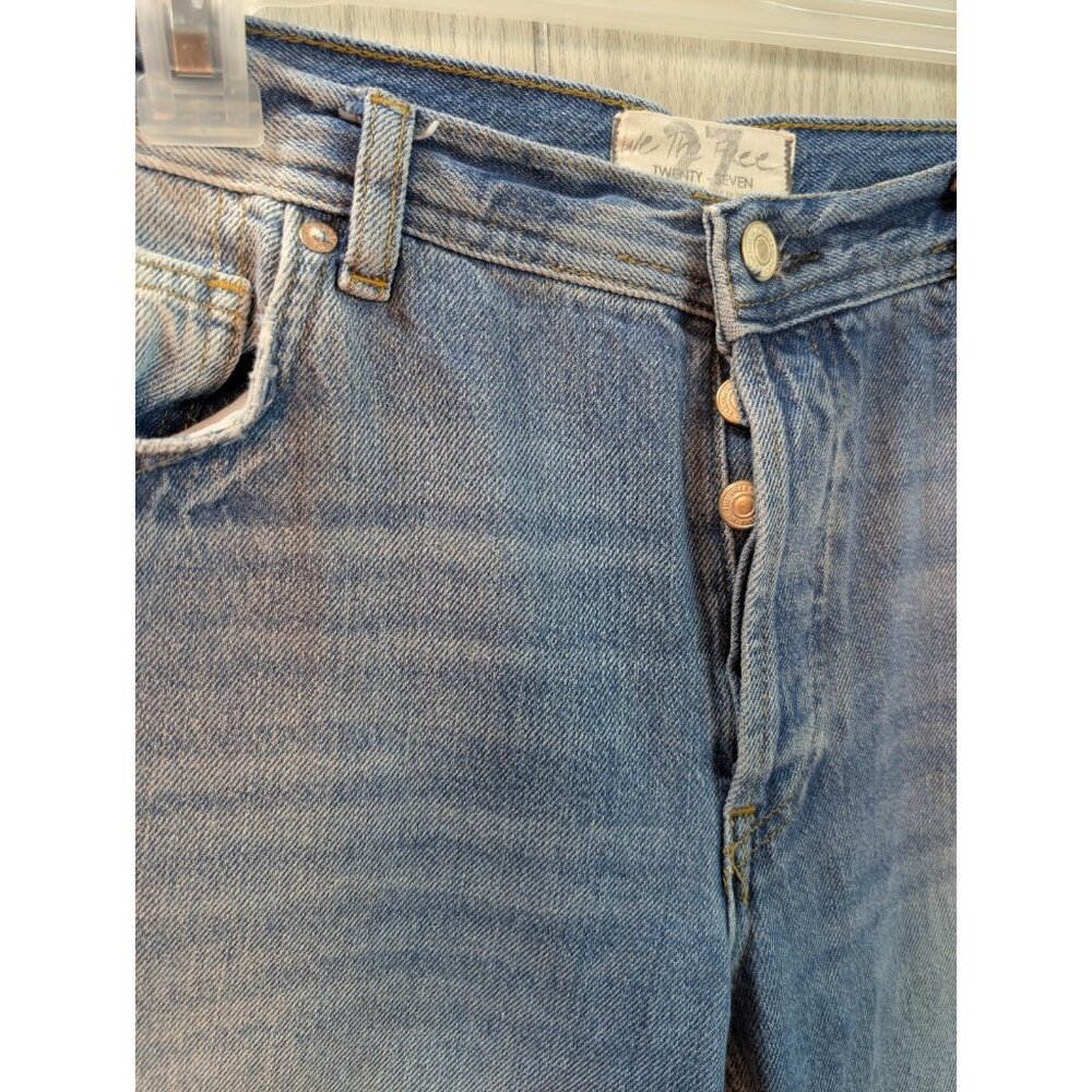 We The Free People Jeans Maggie Mid Rise Straight Leg Button Fly 27 Distressed - Picture 5 of 12